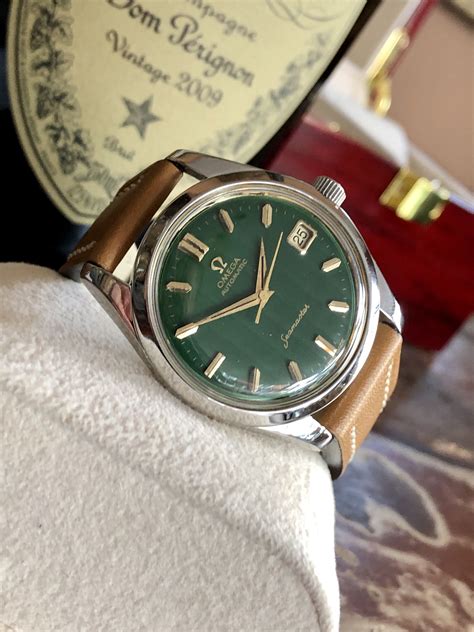 omega watch green dial square face 80s|omega diamond on the dial.